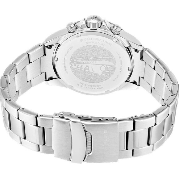 Stuhrling 3960 2 Quartz Chronograph Date Stainless Steel Bracelet Mens Watch - Picture 11 of 12